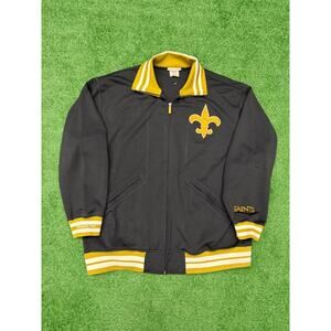 Mitchell & Ness Vintage NFL New Orleans Saints Track Jacket Black Gold Size 3XL